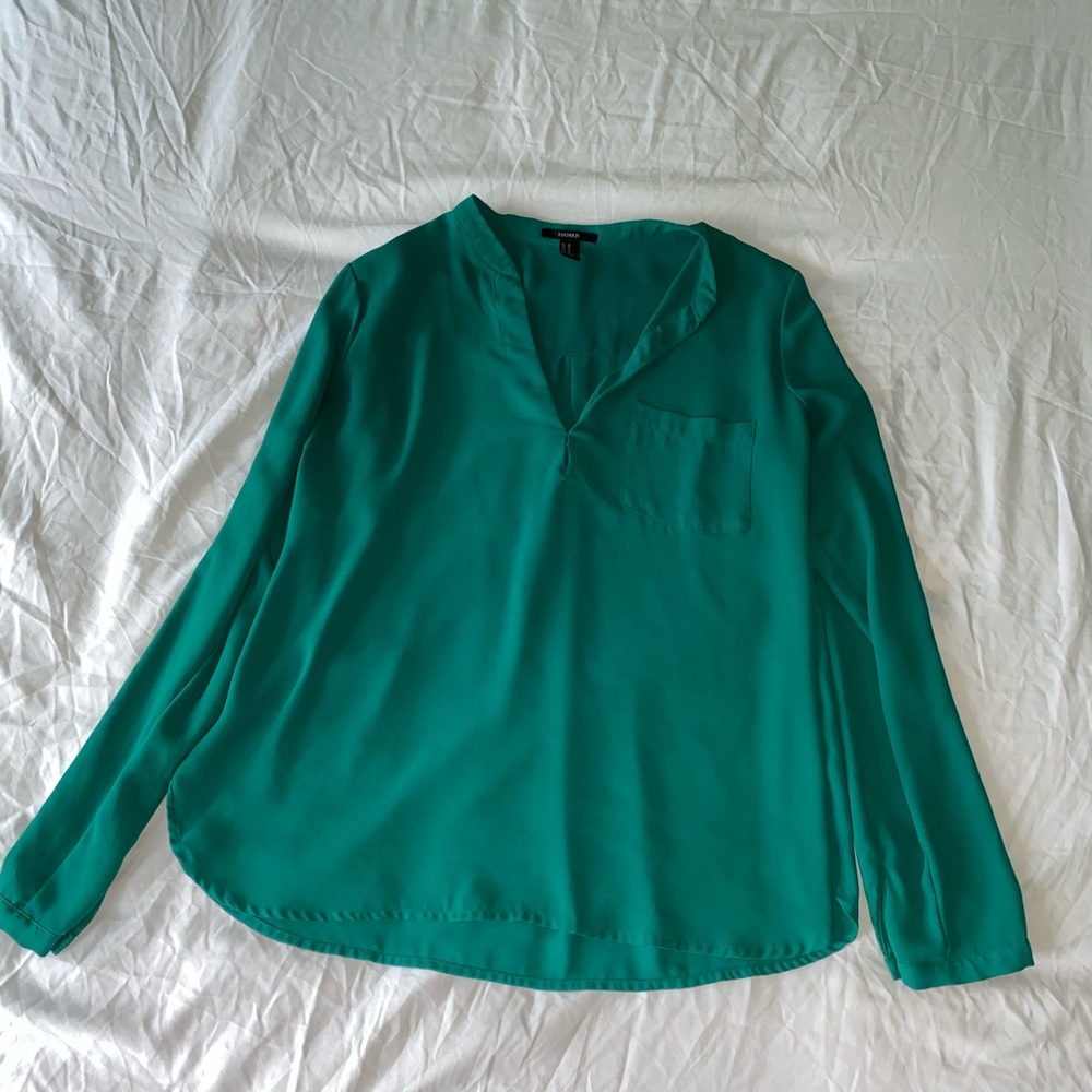 teal long sleeve blouse